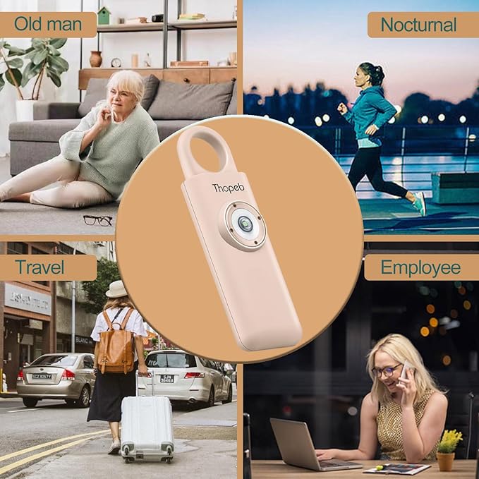 Thopeb?밫he Original Personal Safety Alarm for Women Self Defense ??Elders & Kids Self Defense Keychain Siren ??135dB Loud Siren Bird Sound ??Cute Key Chains Protection (Metallic Rose)
