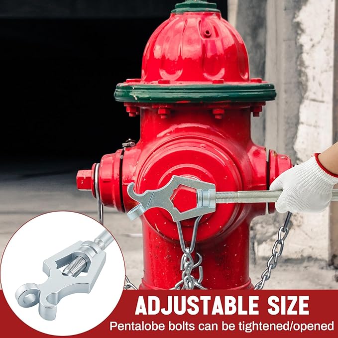 Tandefio 2 Pcs Fire Hydrant Wrench 3 Position Adjustable Multifunctional Hydrant Wrench, Fits Pentagon Nuts up to 1-3/4" or Square Nuts up to 1-1/4", Tightening Fire Pipes (Classic Handle)