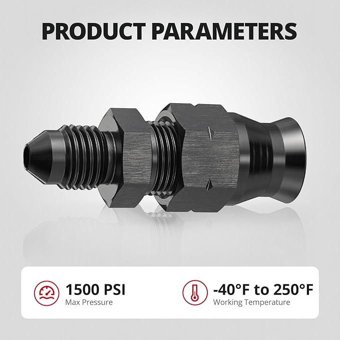 EVIL ENERGY 3AN Male to 1/4" Hardline Compression Fitting Adapter Aluminum Black