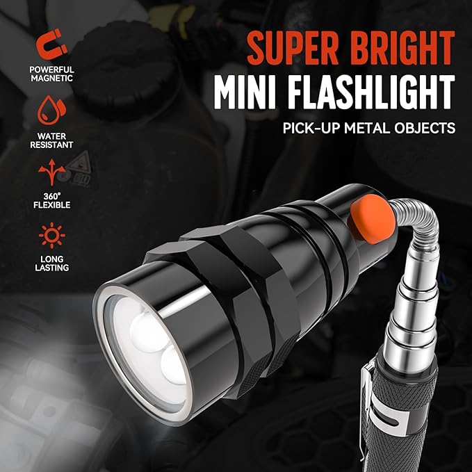 Gifts for Dad, Magnetic Pickup Tool, 6-in-1 Multitool Pen,Includes Touch Screen Stylus, Rulers, Bubble Level, Screwdrivers, Ballpoint Pen, Christmas Gifts Stocking Stuffers for Men, Black