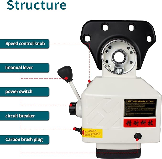 110V X-Axis Power Feed 650IN-Lb Torque for Milling Machine, Power Table Feed 2-200RPM Adjustable Rotate Speed for Bridgeport and Some Knee Type Milling Machine