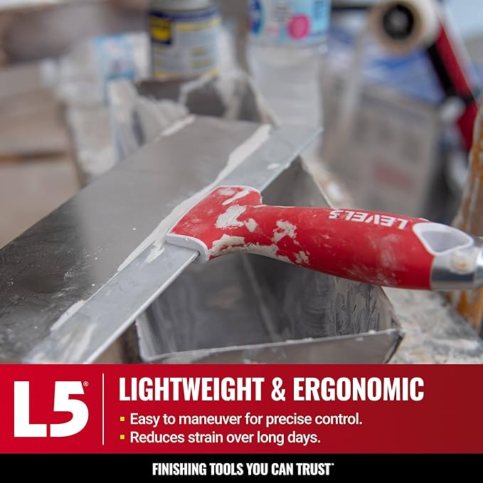 8" Soft-Grip Stainless Steel Taping Knife - LEVEL5 | Pro-Grade | Metal Hammer End | 5-134
