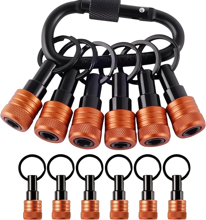 1/4 inch Hex Shank Bit Holders Keychain Quick-change Design for Nut Driver Screwdriver Drill Bit Gift for Men