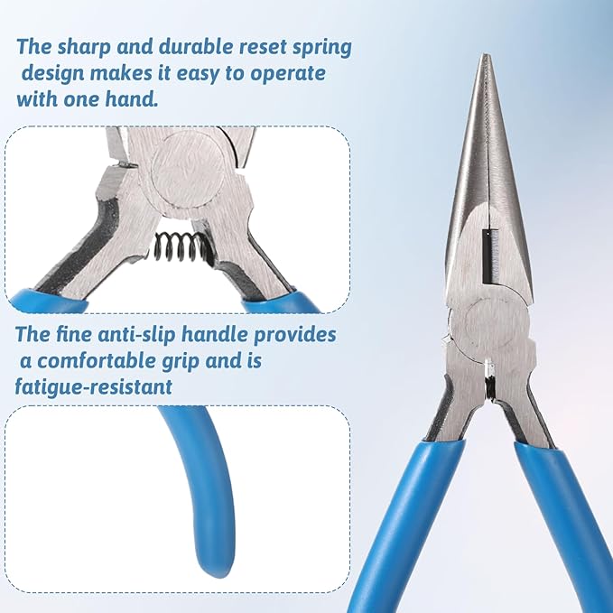 Needle Nose Pliers Serrated Jaw Pliers 5" Precision Long Nose Plier Jewelry Plier Tools for Jewelry Making Electronics Repair Object Grasping Craft Making