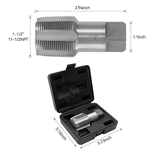HFS(R)1-1/2" NPT Pipe Tap竊똂arbon Steel Pipe Threading Tools with Storage Case for Industrial/Plumbing/Auto Repair DIY Thread cutting tools