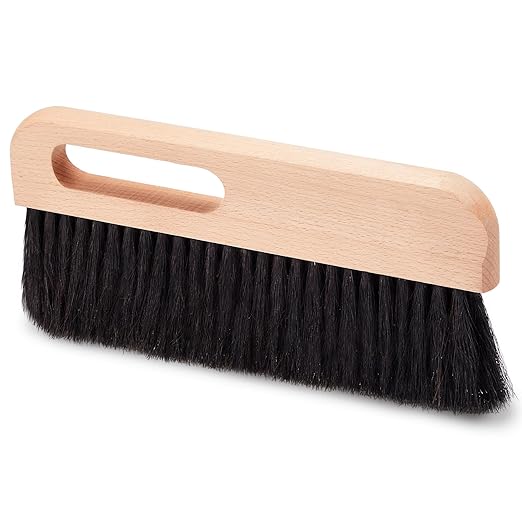 1 Pcs Concrete Brush Horsehair Bristles, 12 Inch Length Masonry Brush Wood Backed Concrete Broom, Black Horsehair Fibers