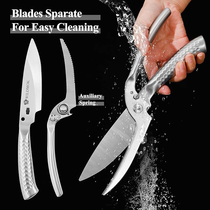 WILDMOK Heavy Duty Poultry Kitchen Shears ??Multi-function Stainless Steel Poultry Shears, Ultra Sharp All Purpose Kitchen Scissors Cutting Chicken Meat, Turkey, Fish