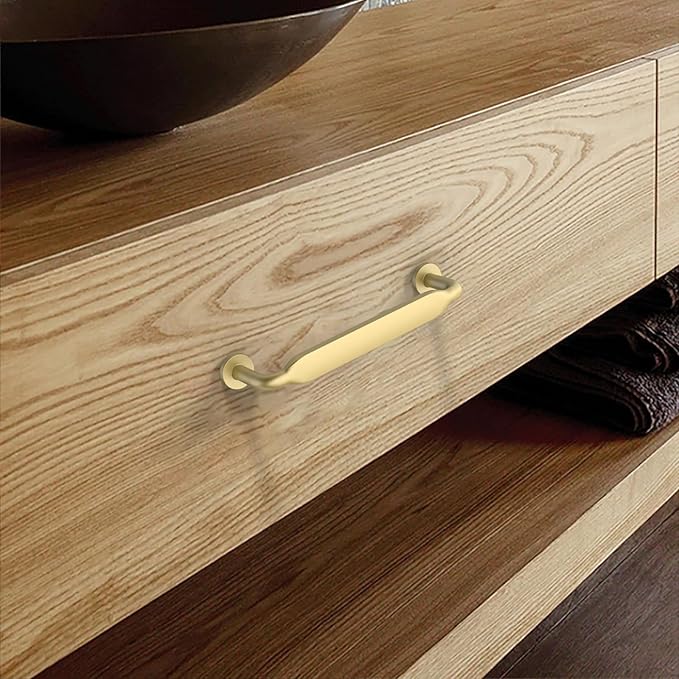 Asidrama 10 Pack 3 Inch(76mm) Brushed Gold Kitchen Cabinet Handles, Cabinet Pulls Kitchen Cabinet Hardware for Cupboard Drawer Pulls