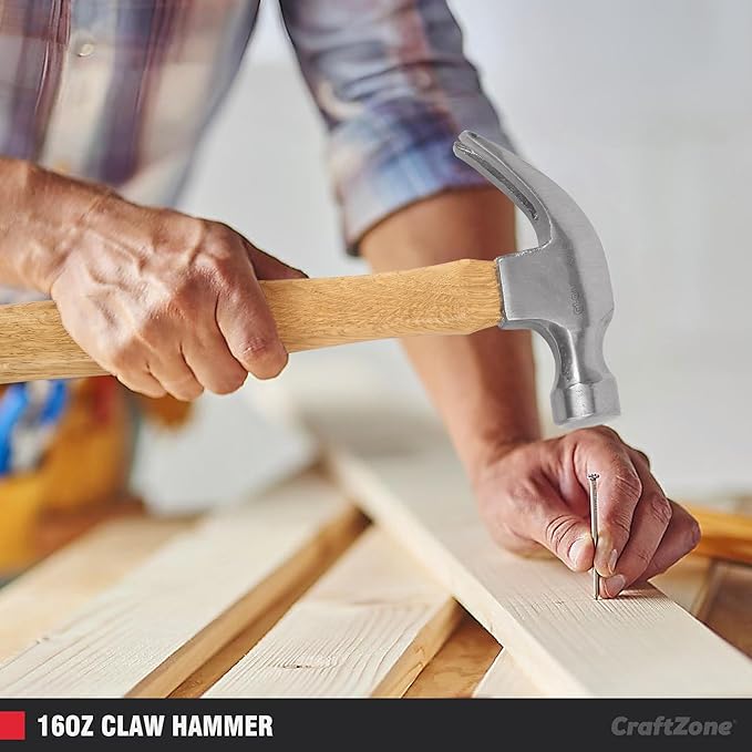 3PC Hammer Set Woodworking Tool - Claw Hammer 16oz | Sledge 3LB | Engineers' 500G DIY/Home/Office/Craft Wooden Handle