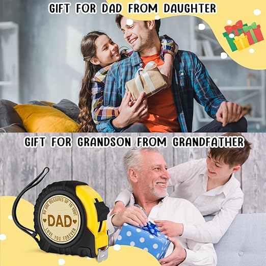 Dad Gifts Fathers Day Christmas Birthday Gifts for Dad Father Tool Gifts Woodworker Gifts Carpenter Gifts for Dad No One Measures Up to You Engraved Tape Measure 25 FT