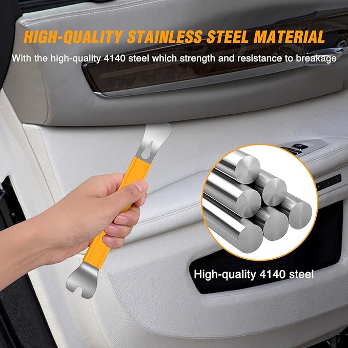 GOOACC 11PCS Trim Removal Tool Kit, Metal & Nylon Pry Tools Set for Car Door Panel, Dashboard, Audio, Clips, Fastener Remover w/Storage Box ??Yellow