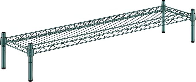 12" x 48" x 8" Green Epoxy Wire Storage Shelf, Dunnage Rack, Commercial 1 Tier Small Shelf