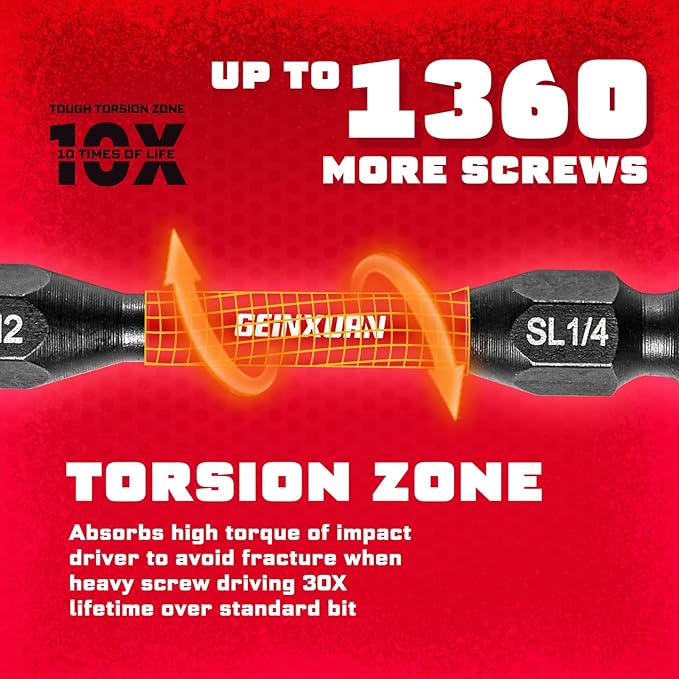 10Pcs SL1/4-PH2 Impact Double End Screwdriver Bit Set, 2.56 in. #2 Phillips/Power Driver Bits, Magnetic S2 Steel Two Sides Screwdriver Bits Set with Storage M-Box