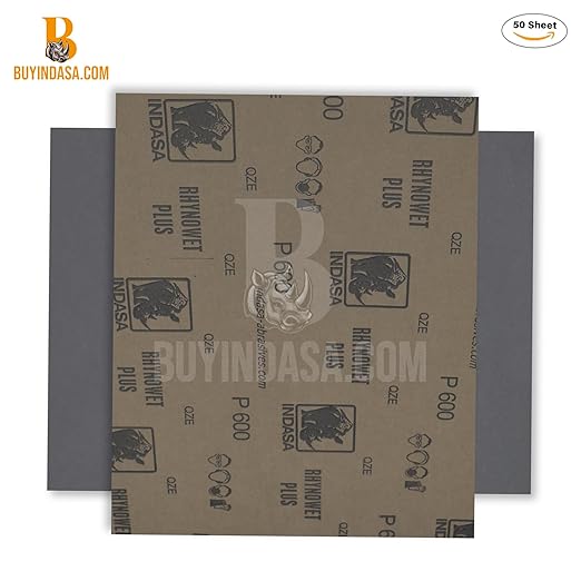Indasa Rhynowet 50 PCS 9x11??Wet & Dry Full Sandpaper Sheets, 2000 GRIT, Clog-Resistant Abrasive for Wood, Metal, Auto, Paint & Clear Coat Finishing, Sand Paper Silicon Carbide