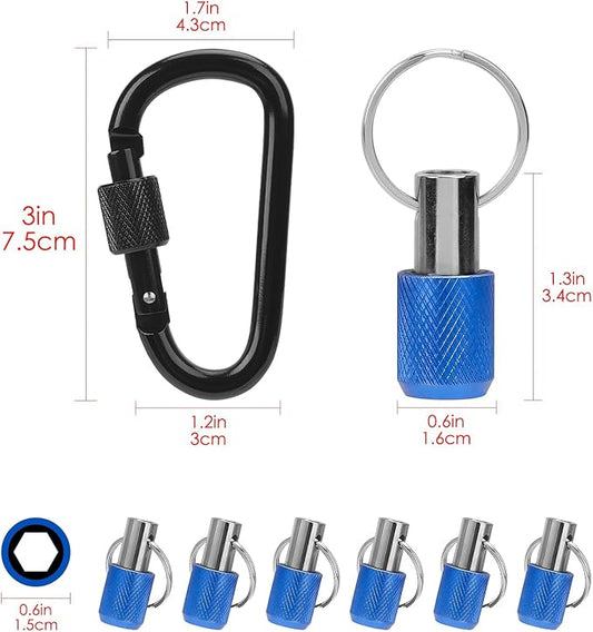LUEXBOX 1/4 Inch Bit Holder Keychain, Hex Screwdriver Bits Holder Extension Bar, Quick Change Screw Bit Holder for Most Electric, Hand-held Screwdrivers and Drill Bits (B: Blue 6pack)