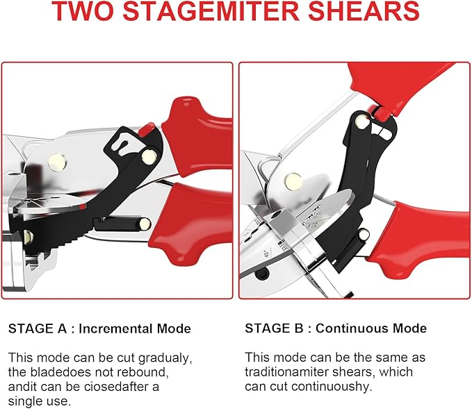 GARTOL Miter Shears 22.5째-135째 Adjustable ??Precision Angle Cutter for Molding, Shoe Molding, Quarter Round, PVC, Wood Trim, MDF, Heavy-Duty Multi-Angle Cutting Tool with SK5 Steel Blade & Spare Blade