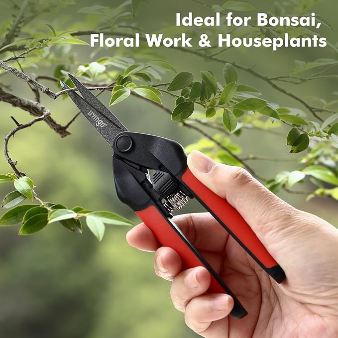 LIVINGO Sharp Garden Pruning Shears - 2 Pack 6.5??Spring Loaded Handles, Non-Stick Teflon Coated Stainless Steel Blades Scissors for Trimming Plant, Flower