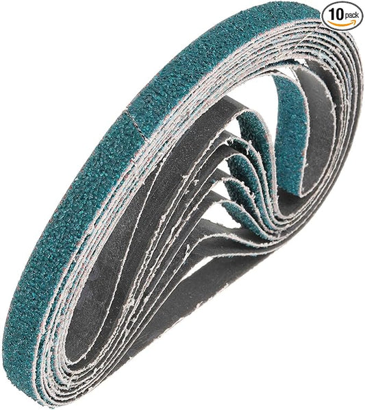 HARFINGTON 1/2 x 24 Inch Sanding Belts, 10 Pcs 40 Grit Zirconia Abrasive Belt Sander File Belt for Woodworking, Metal Polishing, Knife Sharpener