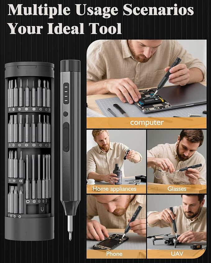 LCORE 67 in 1 Mini Electric Screwdriver Set,62 S2 Steel Bits,4 Adjustable Torque,Magnetic Storage Case,4 LED Lights electric screwdriver cordless Repair Tool Kit for Electronics Phone Laptop Camera