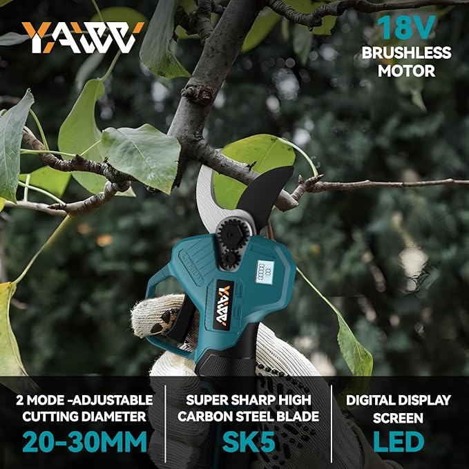 Brushless Electric Pruning Shears for Makita 18V Battery, Portable Cordless Pruning Shears with LCD Display竊냆K5 Blades, Adjustable Cutting Diameter 0.8-1.2 Inch for Gardening Tree Pruning(NO Battery)