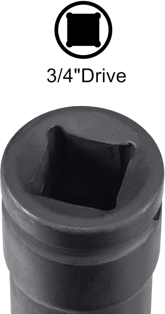 uxcell 3/4-Inch Drive 21mm 12-Point Deep Impact Socket, CR-MO Steel 78mm Length, Metric Sizes