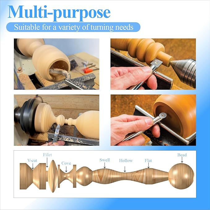 Asieg Tool Ci3 R1 TIN 12mm Round Carbide Inserts Cutters Knifes Titanium plating Indexable Replacement High Strength Fits For Popular DIY Woodworking Lathe Wood Turning Finisher Hollower Tools 10pc