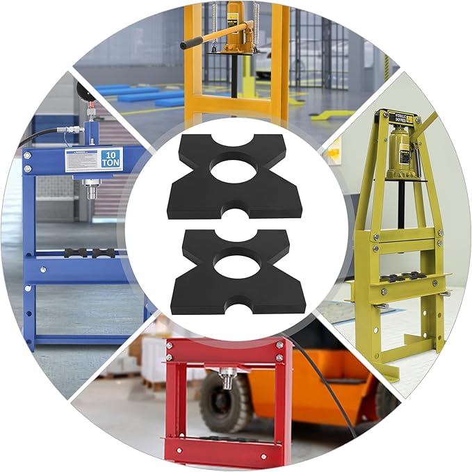 2-Pack H-Frame Hydraulic Press Plates, Universal Arbor Press Plate Set with Multiple V-U Openings & Round Holes, for 20 Ton & 32 Ton Shop Presses, 1 Inch Thick High-Strength Iron (9.75 * 9.75 * 1 in)