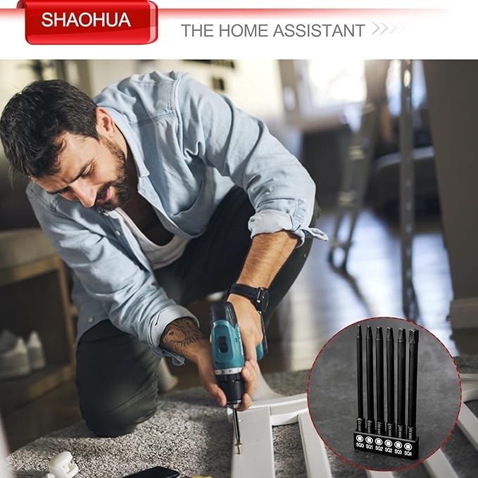 6PCS Square Drive Bits, SQ0/1/2/3/4 Allen Wrench Screwdriver Set, 4 Inch竊?00mm) Square Impact Driver Bits, 1/4 Hex-Shank Pocket Hole Screw Drill Bit, Magnetic Screwdriver for Appliances Repairs
