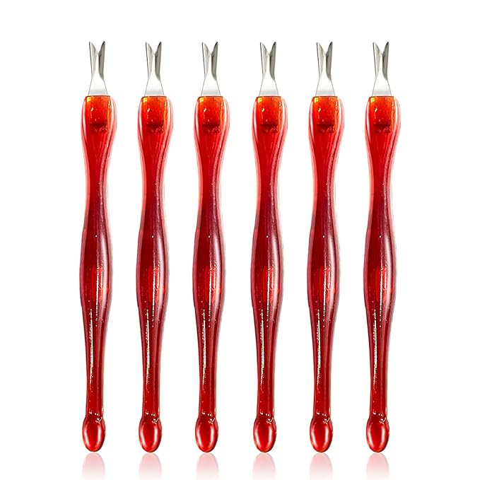 Cuticle knife Trimmer, 24 Pack Cuticle ForkTrimmer Nail Cuticle Remover Trimmer Pusher Dead Skin with Double Head V-Shaped Fork Manicure Pedicure Cleaner Care Tools for Home and Nail Shop (R)