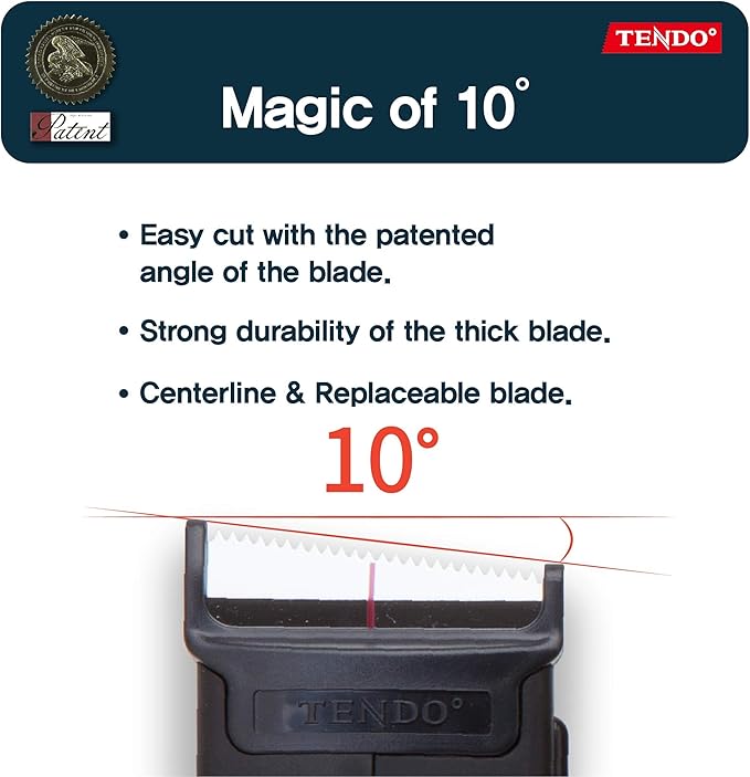 Heavy Duty Shipping Tape Dispenser: TENDO째 Essential Line ??Reusable, Replaceable, Eco-Friendly 2?쇺?Master Piece Dispenser with Patented 10째 Sloped Chromium Blades - P-1200 (3th Gen.)_Black