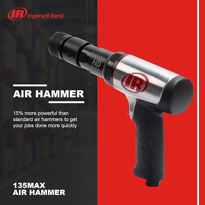 Ingersoll Rand 135MAX Vibration Reduced Heavy Duty Quick Change Air Hammer, 2600 BPM, 3" Stroke, Round Shank