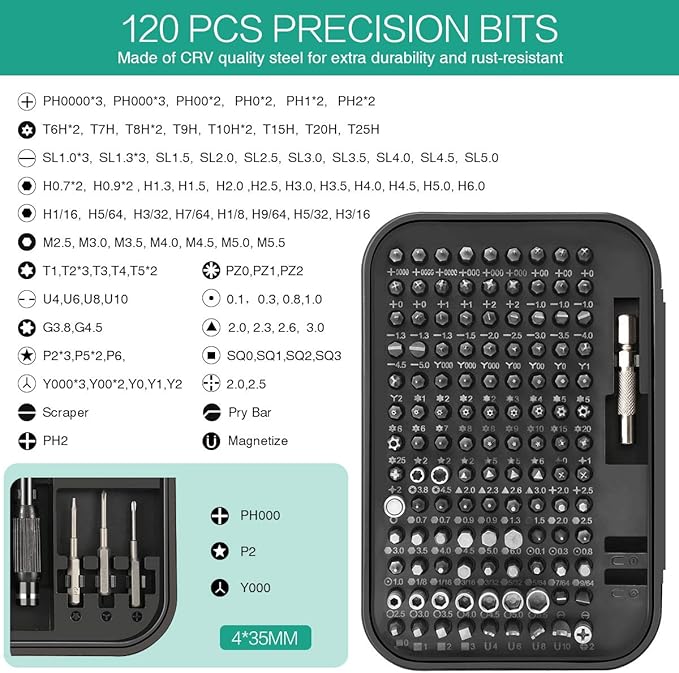 ORIA Precision Screwdriver Set, 130 in 1 Magnetic Screwdriver Kit with 120 Screwdriver Bits(117 PCS 28mm, 3 PCS 35mm), Repair Tool Kit for Smart Phone, Household Appliances