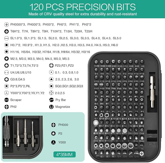 ORIA Precision Screwdriver Set, 130 in 1 Magnetic Screwdriver Kit with 120 Screwdriver Bits(117 PCS 28mm, 3 PCS 35mm), Repair Tool Kit for Smart Phone, Household Appliances