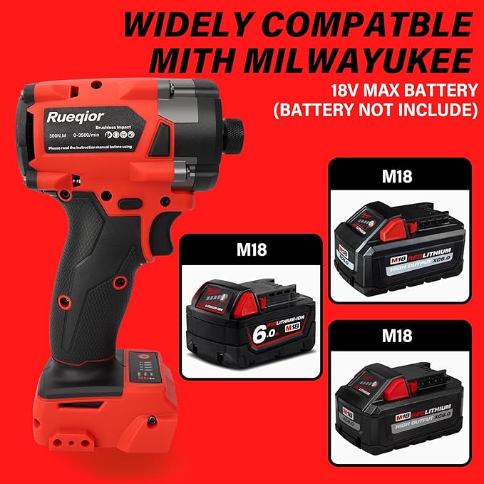 2953-20 Cordless Impact Driver for Milwaukee M18 Battery, Up to 220Ft-lbs(300N.m) Brushless 1/4" Impact Driver, 3-Speed Lightweight Power Impact Drivers