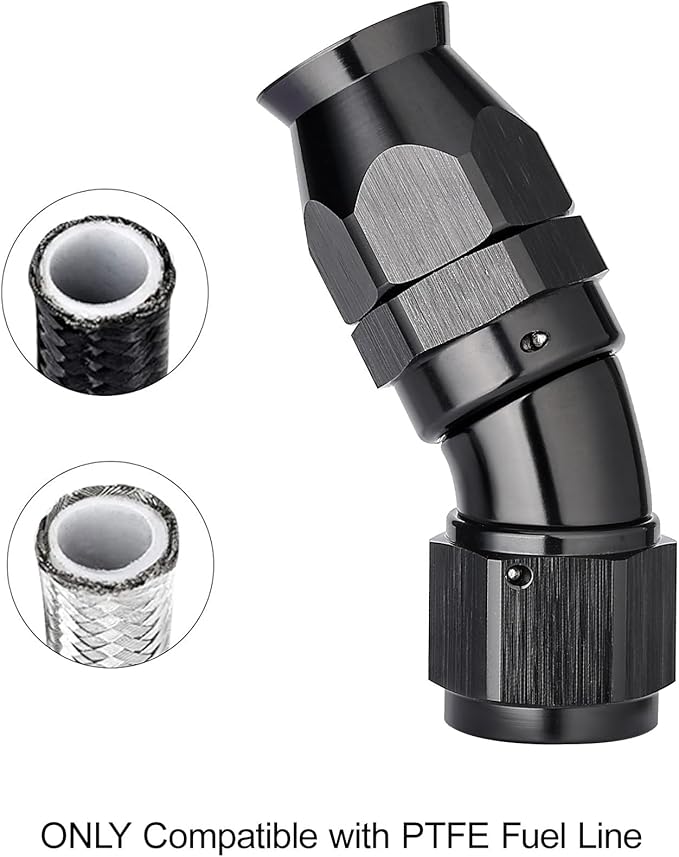 EVIL ENERGY 6AN 30 Degree PTFE One Piece Full Flow End Hose Fitting Aluminum Black