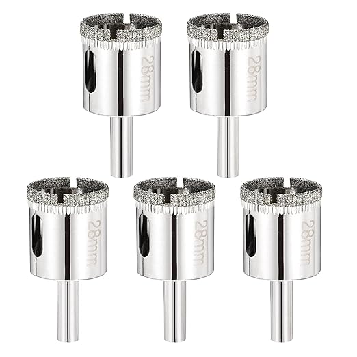 PATIKIL 5pcs 1-1/8" (28mm) Diamond Hole Saw, Glass Diamond Hole Cutters Hollow Core Drill Bits for Fiberglass, Tile, Porcelain, Ceramic