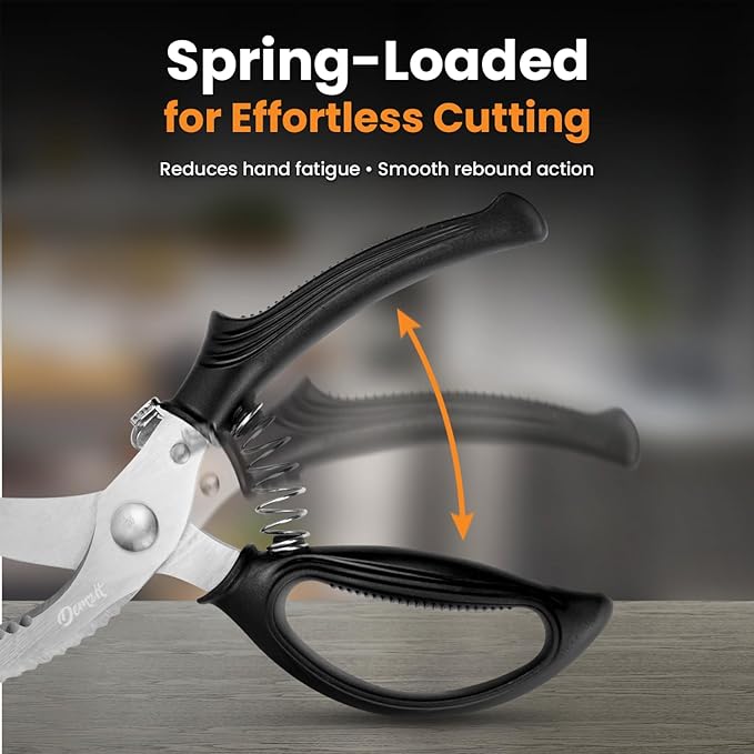 Heavy Duty Poultry Shears - A Must Have chicken processing equipment, Kitchen Scissors for Meat, Chicken, Turkey, and Vegetables - Non-Slip Handle, Safety Lock, Dishwasher Safe