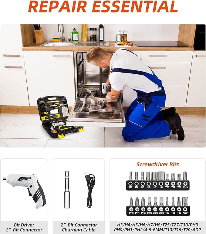DIFFLIFE 136 Piece Tool Set,General Household Hand Tool Kit with Plastic Toolbox Storage Case-136 Piece…
