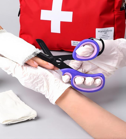 MEUUT 2 Pack Medical Scissors Trauma Shears with Carabiner design, 7.5" Fluoride Coated Non-stick Blades Bandage Scissor for Nurses, EMT, Household, outdoors