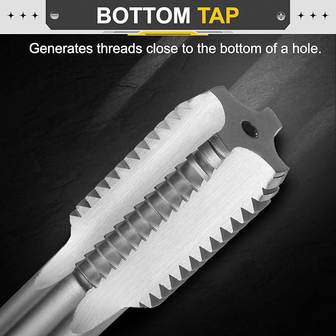 uxcell Hand Bottom Tap 1"-1/8"-7 BSW 2B Thread Bottoming Style Threading Taps High Speed Steel HSS6542 Straight Flutes Screw Tapping Tool