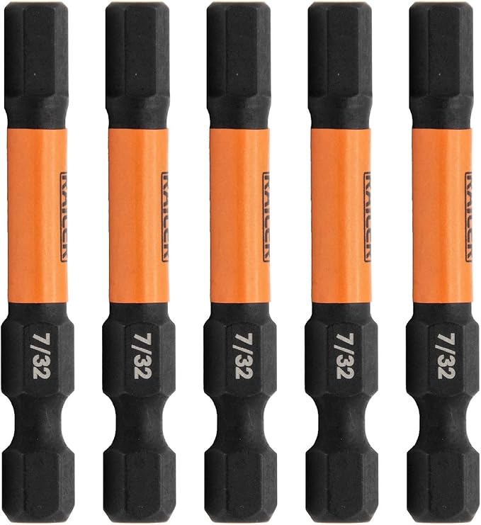 Hex 7/32" Impact Driver Bit - Railer Allen Wrench Drill Hex Bits. 1/4 Quick Release S2 Steel 2 inch 7/32" Hex Bits. (5 Pack)