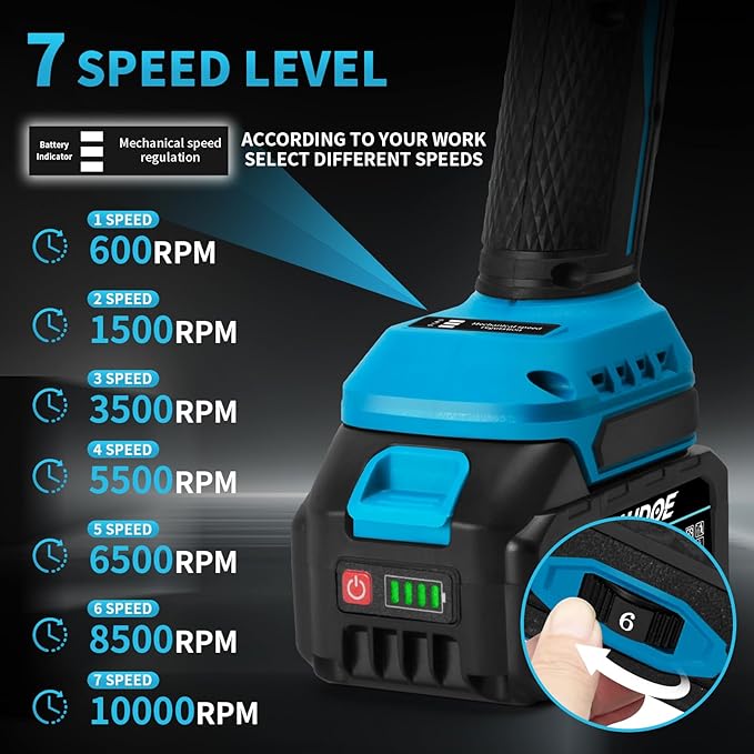 5" Cordless Angle Grinder Kit, 21V Brushless Power Grinders Tool with 2 x 4.0Ah Battery, 125MM, 10000 RPM Electric Metal Cut Off Tool with 8 Cutting Disc for DIY, Cutting, Grinding, Polishing