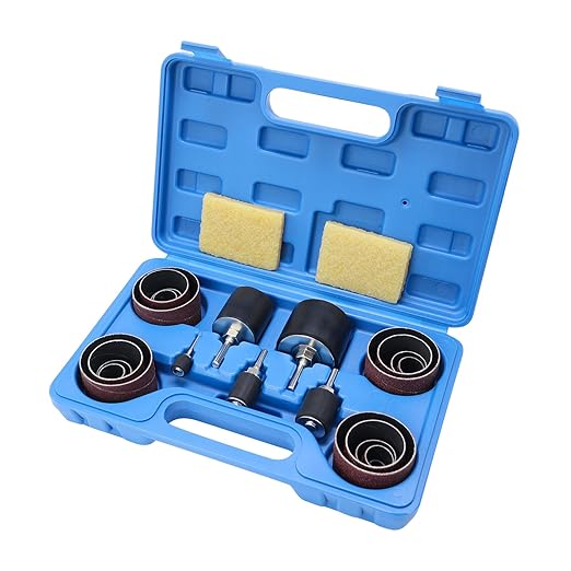 Sanding Drum and Sleeves Set 1-1/2’’,1’’, 1/2’’ with 2 Rubber Erasers, Drill Sanding Kit for Sanding Polishing Multiple Materials Wood Fiberglass Metal, 80, 120 Grit-27PCS