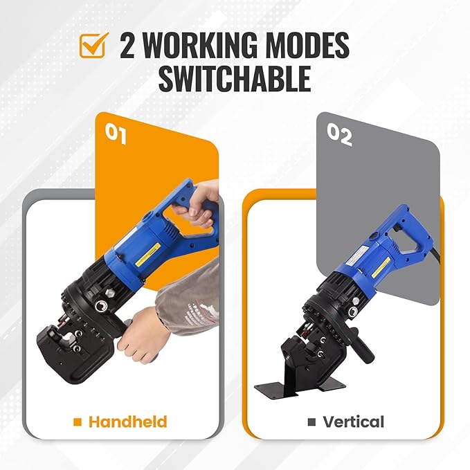 1200W Electric Hydraulic Hole Puncher,1HP Steel Punching Machine 過1/4"-4/5",Hole Digger Hydraulic Punch with Carbon Brush 5 Dies for Steel Iron Aluminum Plate,Copper,Angle Steel,110V