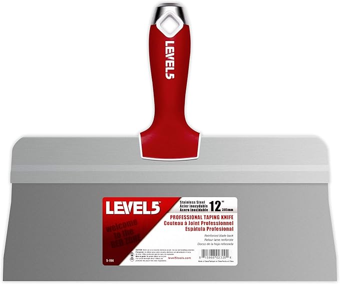 12" Big Back Taping Knife | LEVEL5 | Stainless Steel w/Soft Grip Handle | 5-194
