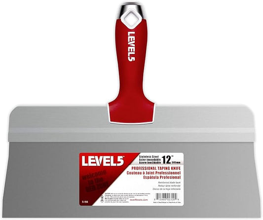12" Big Back Taping Knife | LEVEL5 | Stainless Steel w/Soft Grip Handle | 5-194