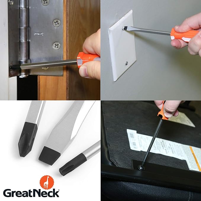 GreatNeck 73777 24-PC Screwdriver Set, Phillips, Slotted, TORX, and Offset Drivers, Chrome Vanadium Steel Shaft Screwdrivers, Magnetized Tip Screw Drivers, Acetate Handles