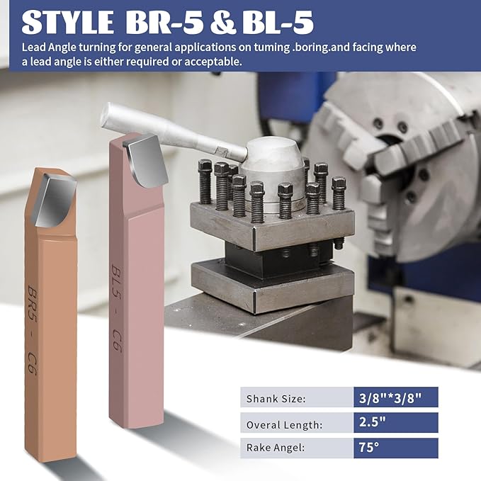 38PCS 3/8" Metal Lathe Cutting Tools,C-6 Carbide Tip Cutter Tool Bit Cutting Set,Milling Welding Bit Lathe Cutting Tool Kit