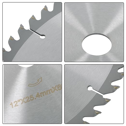 WFLNHB Alloy Woodworking Saw Blade 12 Inch 60 Tooth Circular Saw Blade with 25.44mm Arbor Hole Fit for Wood, Plywood Smooth Cutting