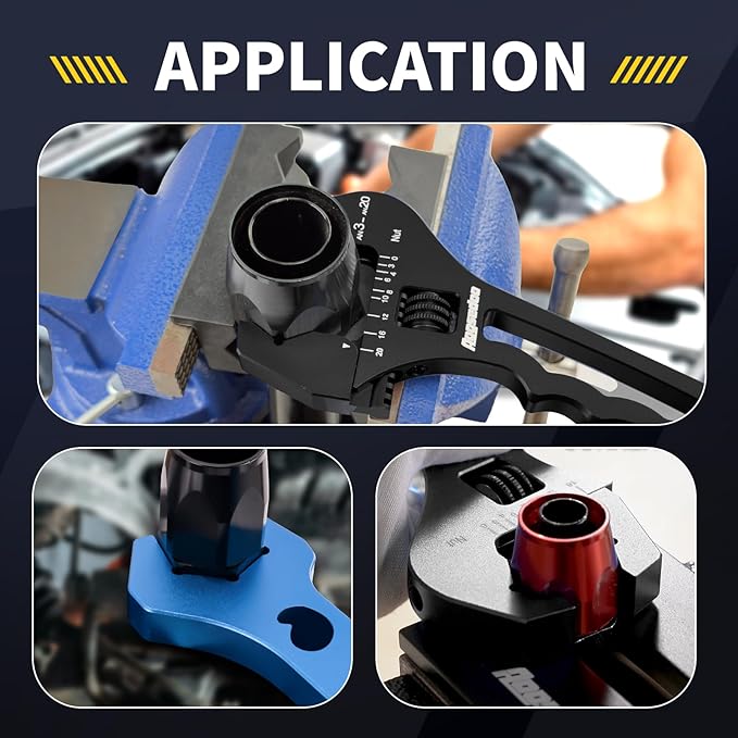 AOOSEDOO 3AN-20AN AN Fitting Wrench AN Fitting Tool for AN Hose Fitting Assembly Adjustable Lightweight Aluminum Black With Double-ended AN Wrench 6AN Socket-AN8 B-nut Blue